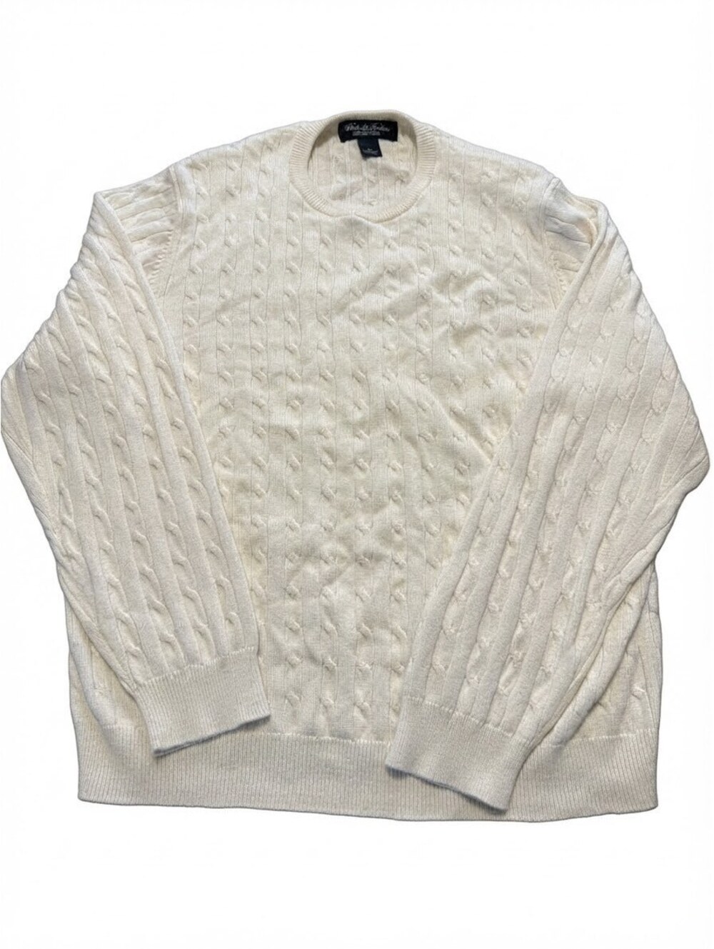 Brooks Brothers Country Club Cable Knit Sweater Cream XL